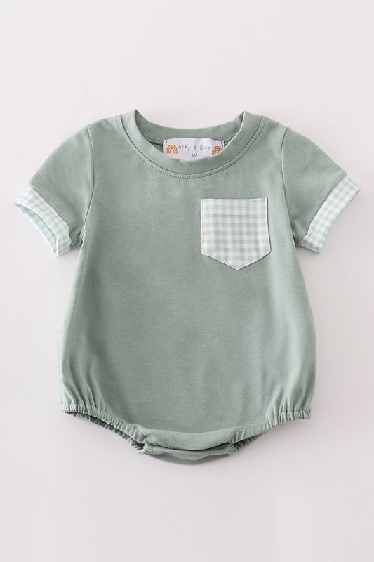 Green gingham boy bubble