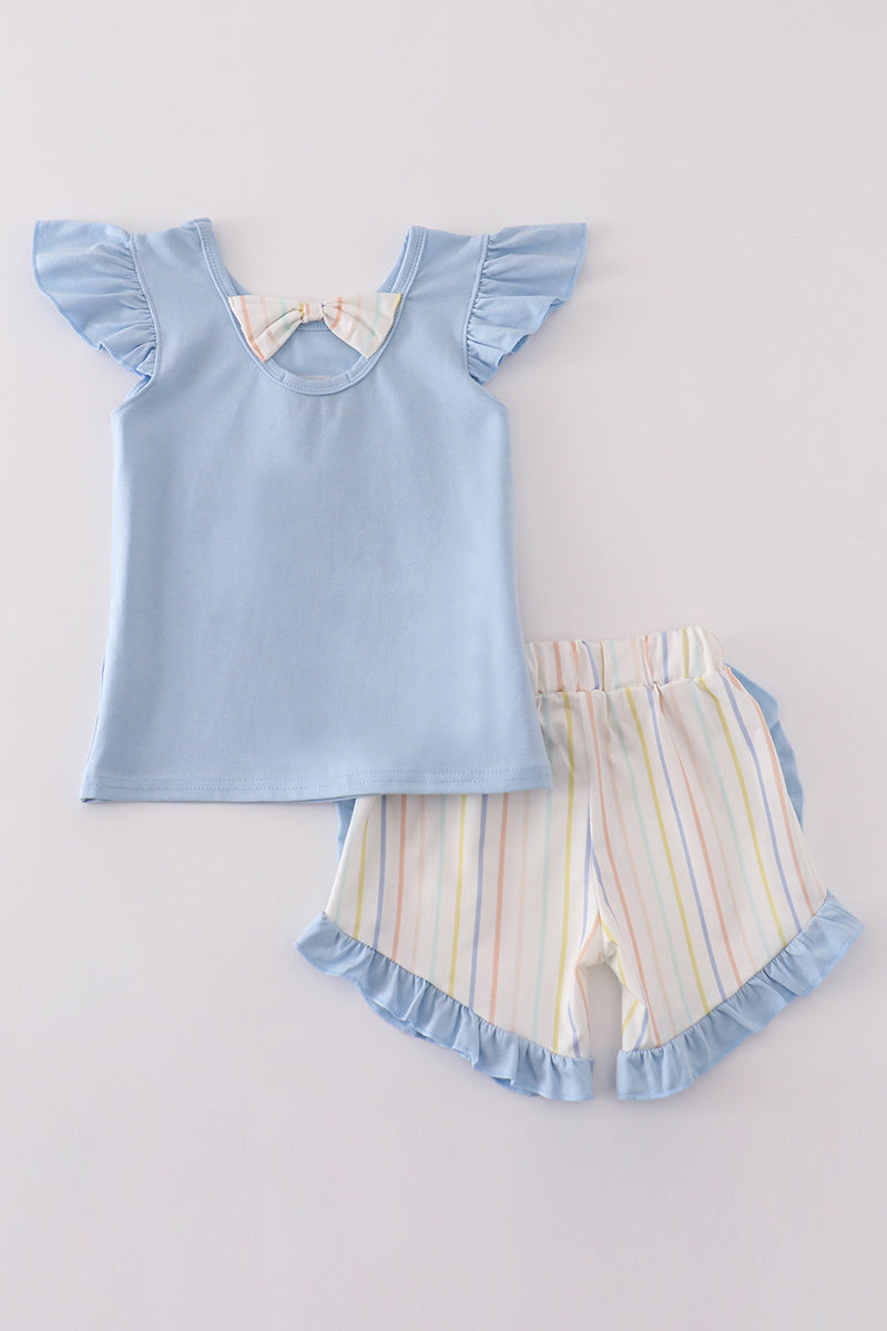 Blue you are my sunshine applique girl set