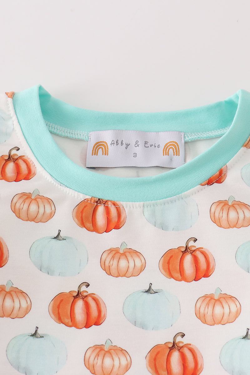 Pumpkin print boy pajamas set