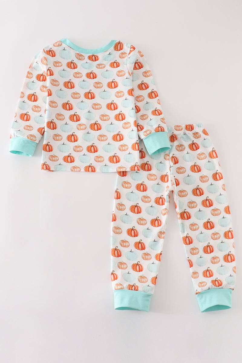 Pumpkin print boy pajamas set