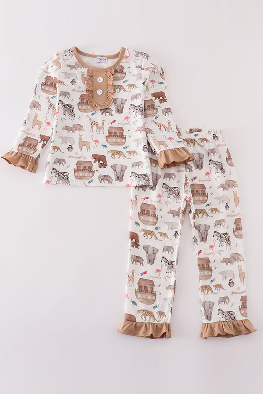 Noah's Ark animal print girl Pajamas