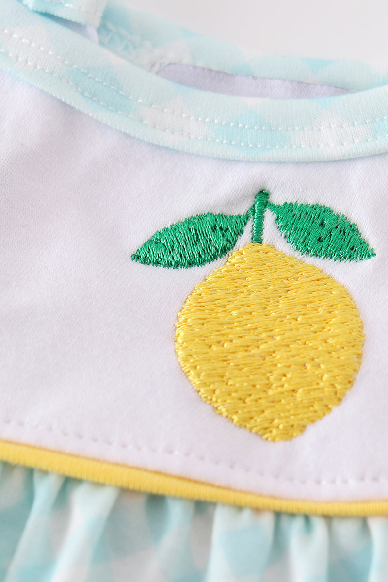 Mint lemon embroidery girl set