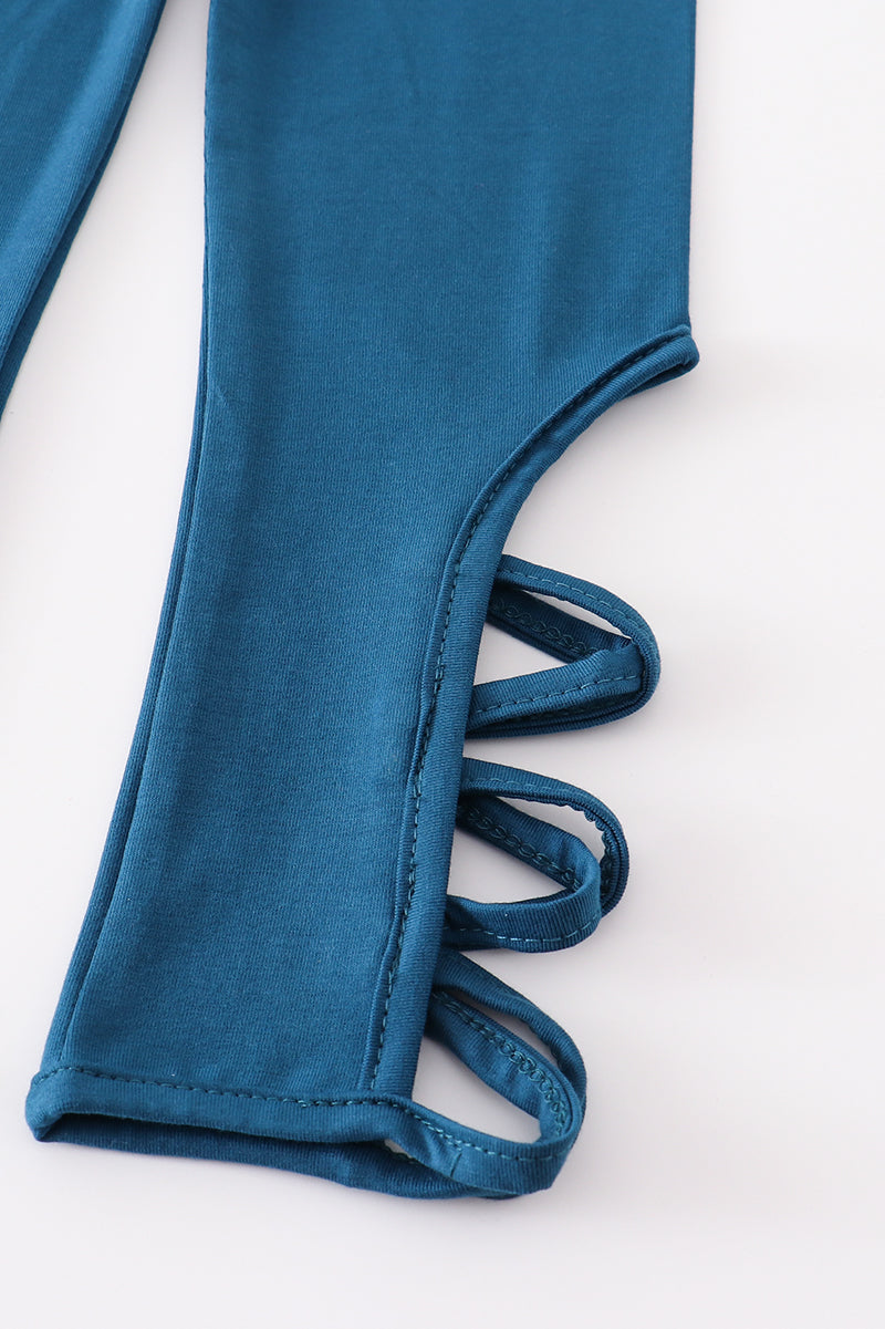 Blue hollow out legging