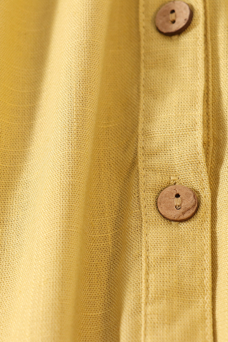 Lemon linen button dress