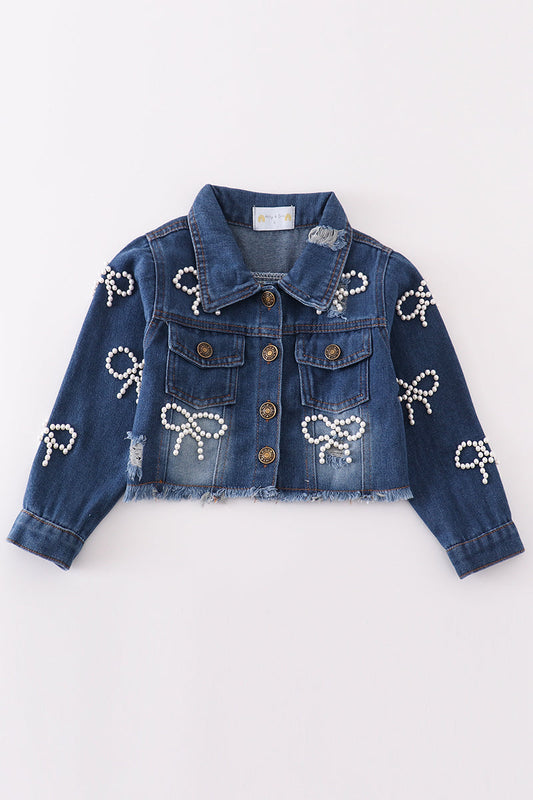 Medium blue pearl denim jacket