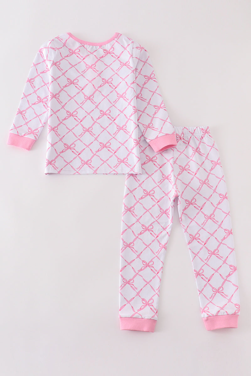 Premium Pink bow tie girl pajama set