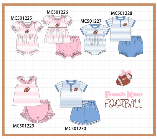 PO49 Football french knot embroidery stripe collection