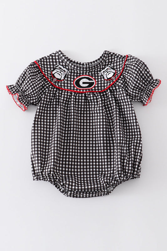 Black georgia embroidery gingham girl bubble