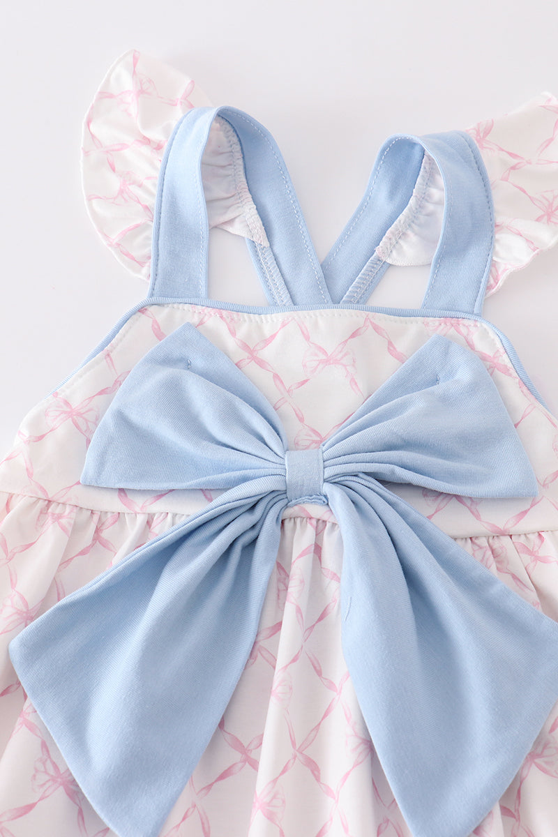 Pink bow print girl set