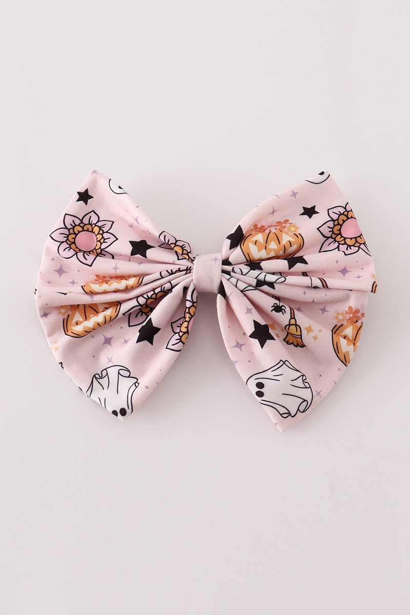 Pink halloween hair bow