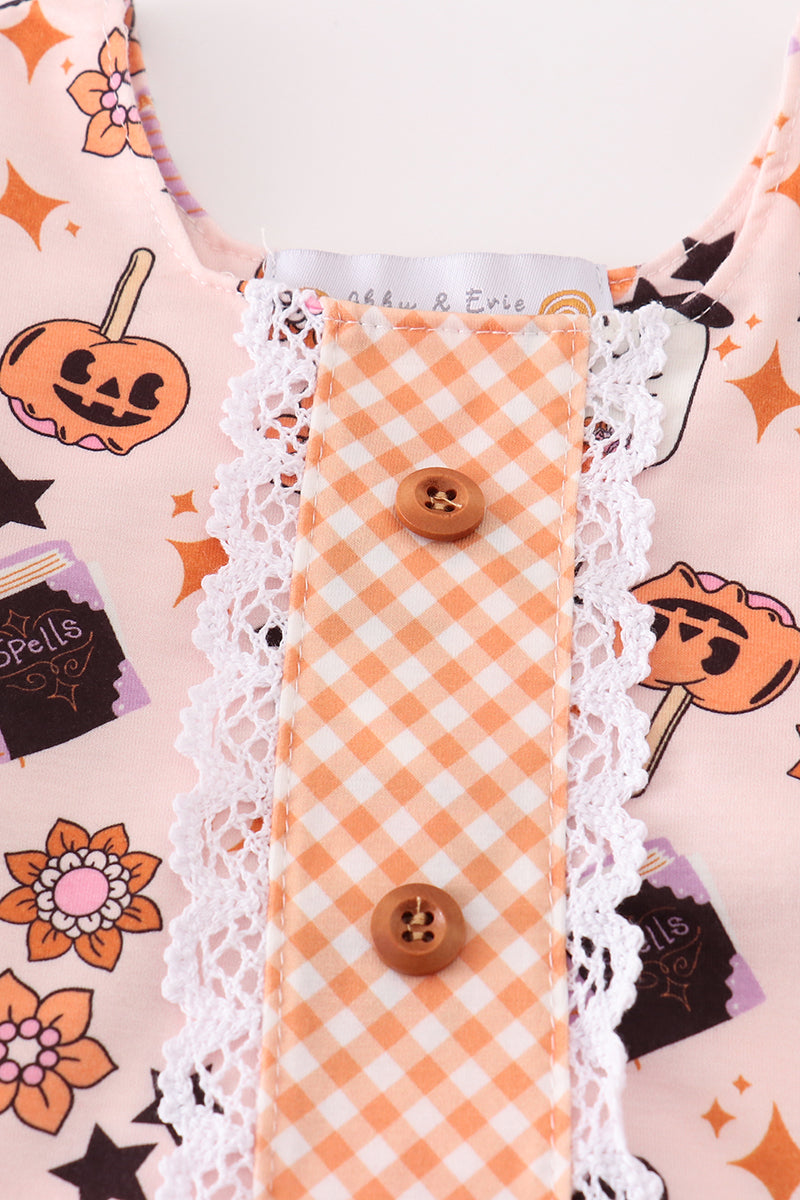 Happy halloween girl romper