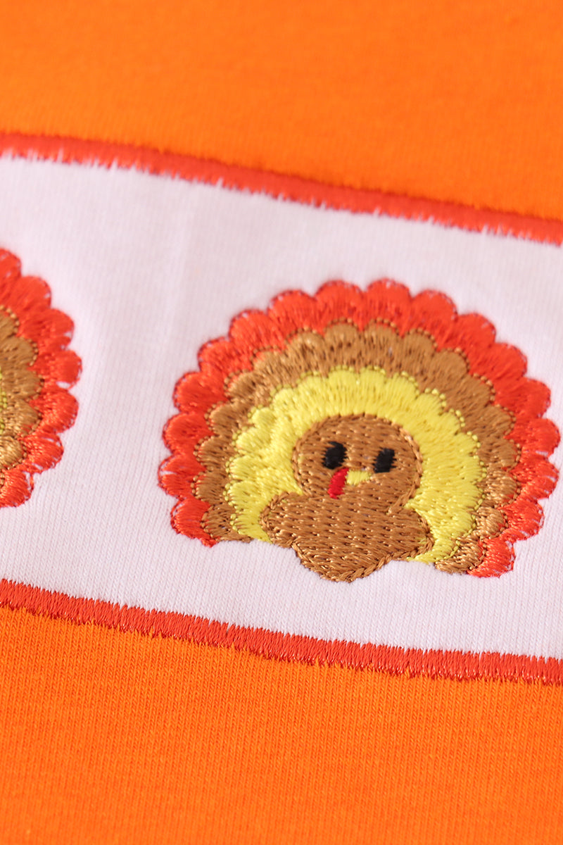 Orange turkey embroidery boy set