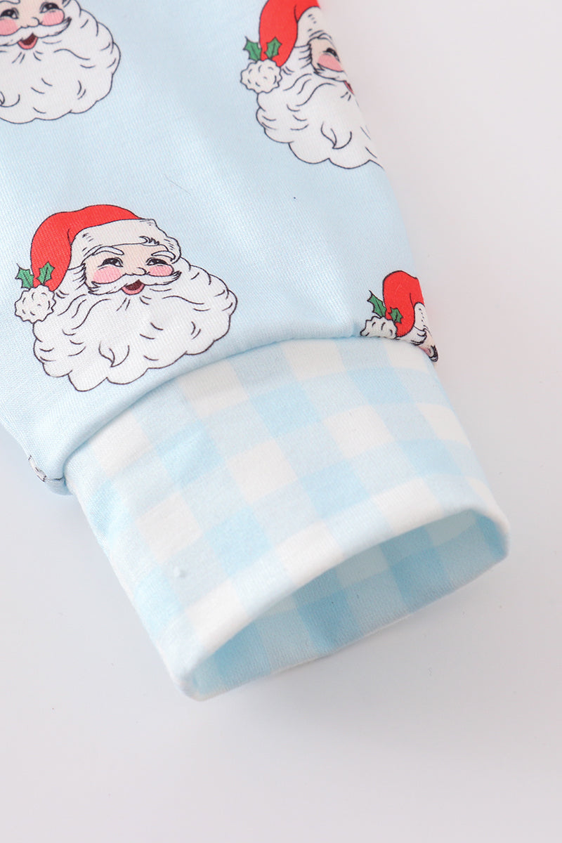 Blue christmas santa claus unisex pajamas set