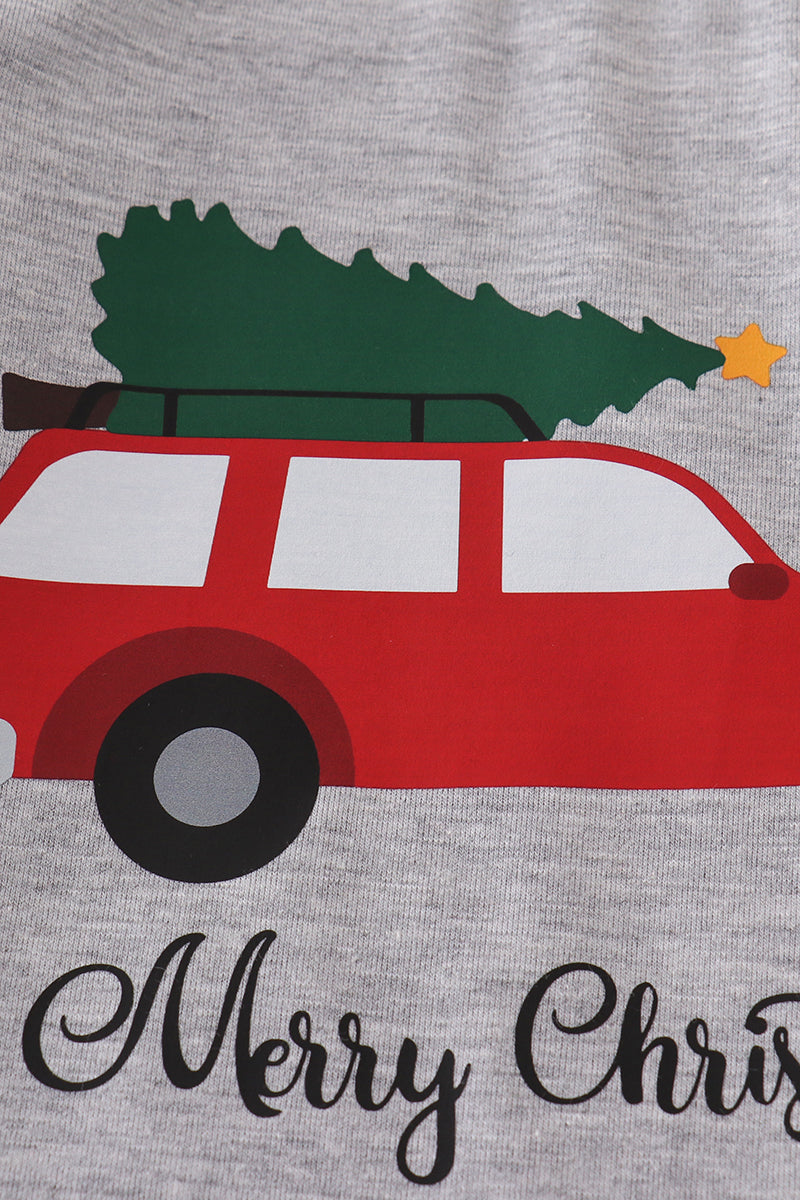 Christmas car tree print boy top