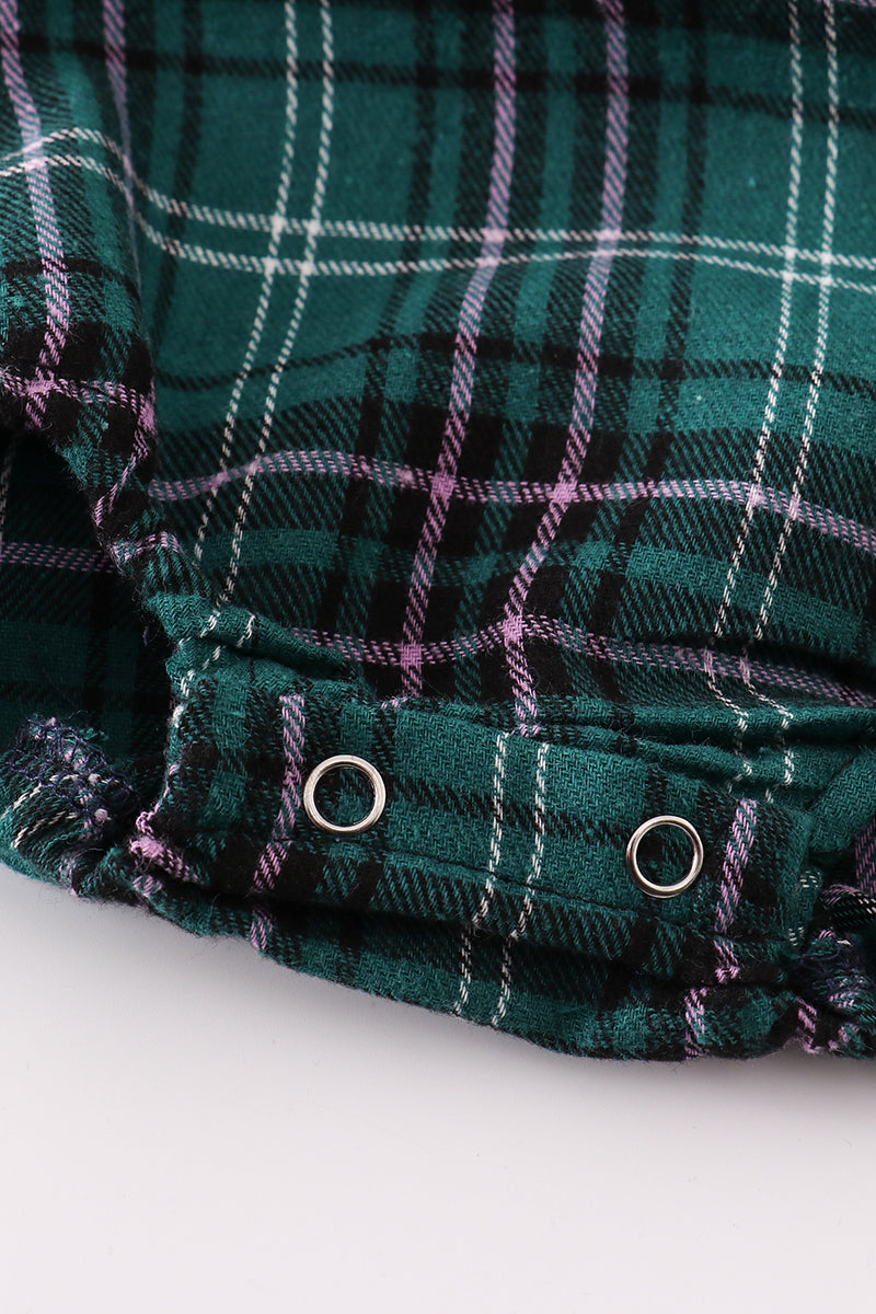 Green plaid boy button down bubble