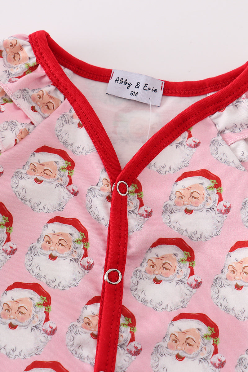 Pink christmas santa claus girl romper