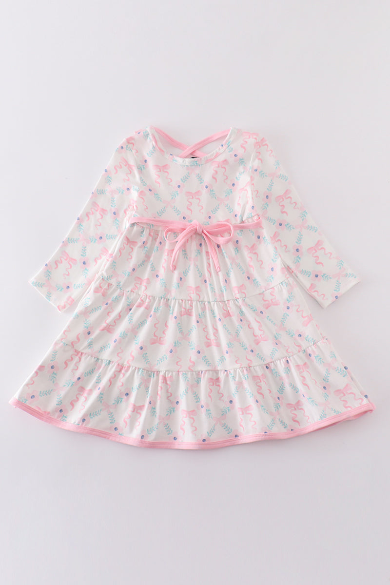 Pink floral ruffle girl dress