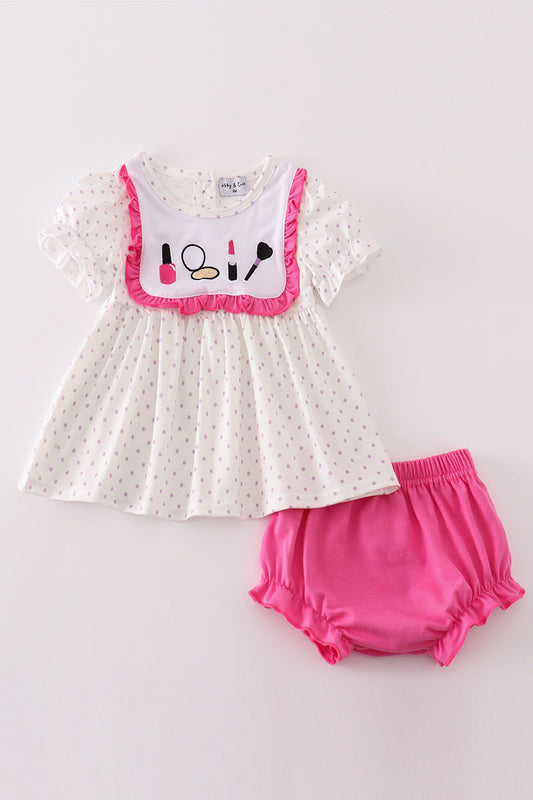 Rose makeup embroidery girl bloomer set