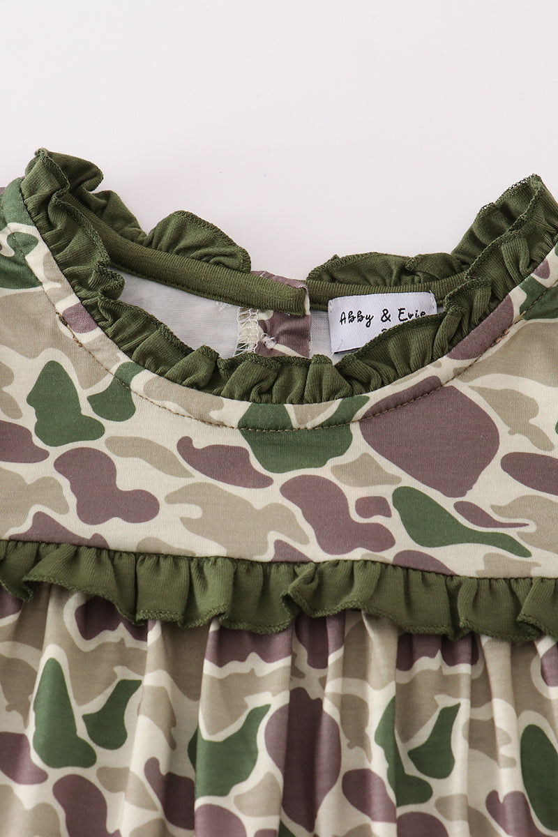 Camouflage print girl dress