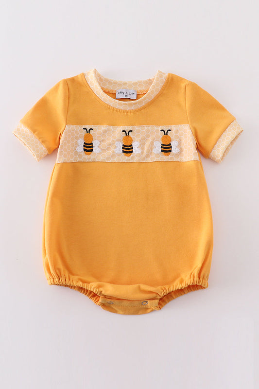 Yellow bee embroidery boy bubble