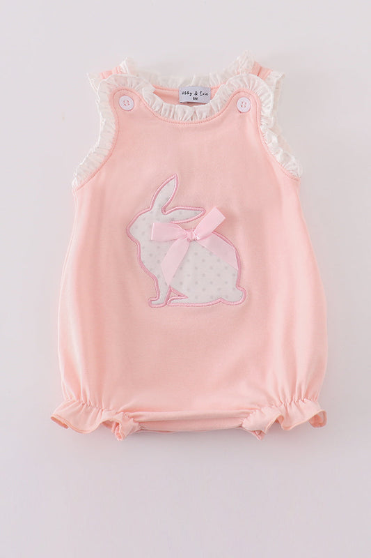 Pink easter bunny applique girl bubble