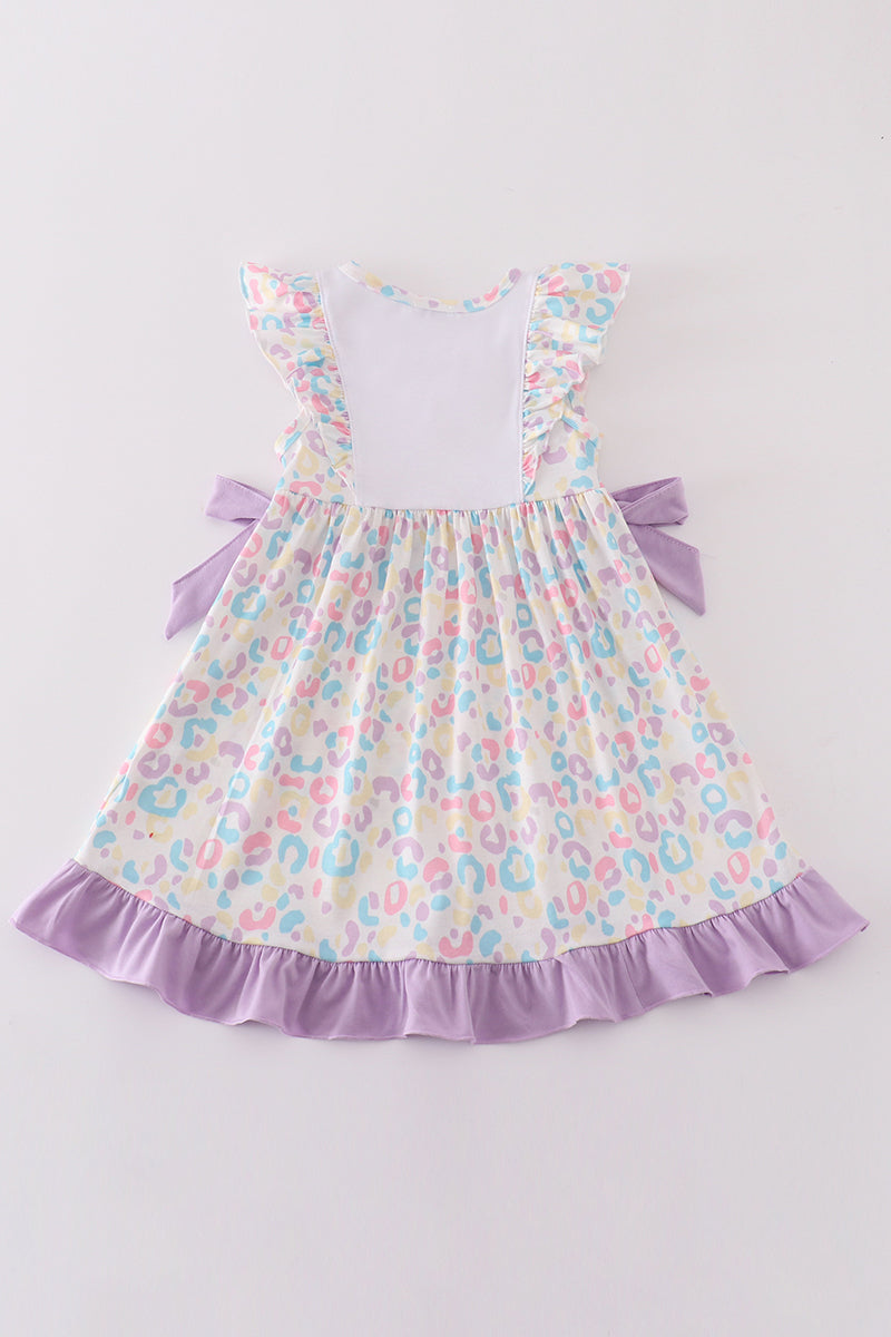 Purple easter bunny french knot girl dress