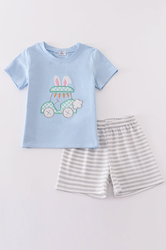 Blue golf easter applique boy set