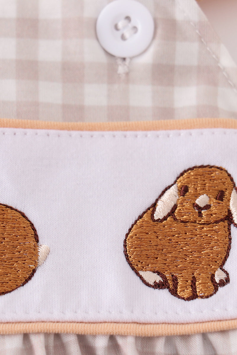 Tan easter bunny embroidery girl bubble