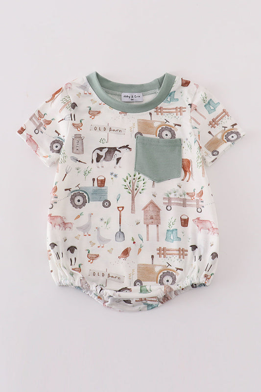 Sage farm print boy bubble