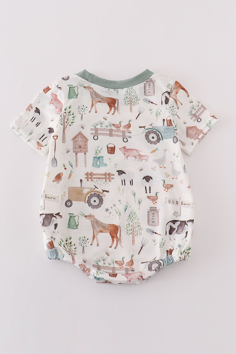 Sage farm print boy bubble