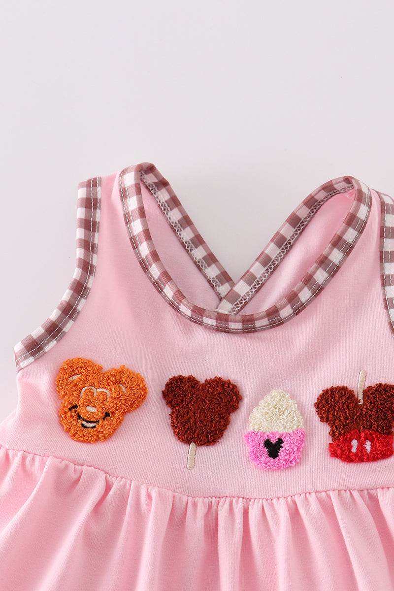 Pink character ice cream french knot girl bloomer set