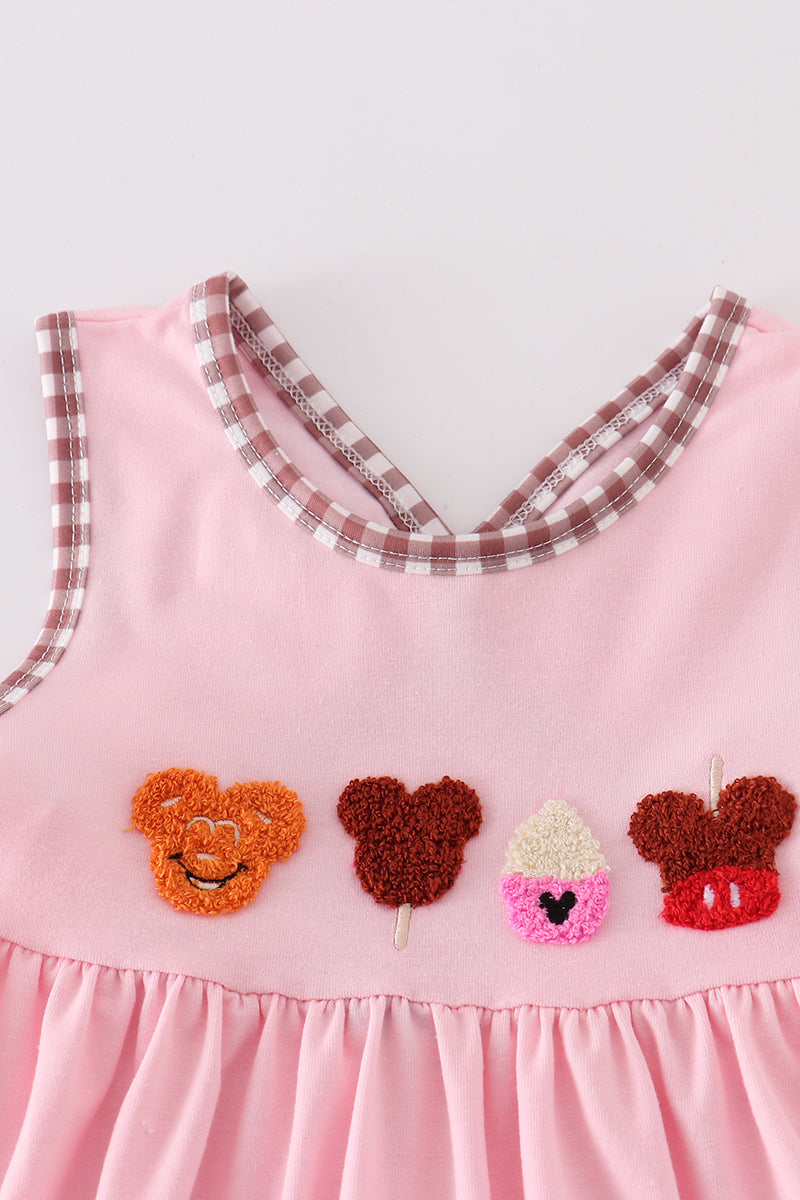 Pink Character Ice cream French Knot Dress